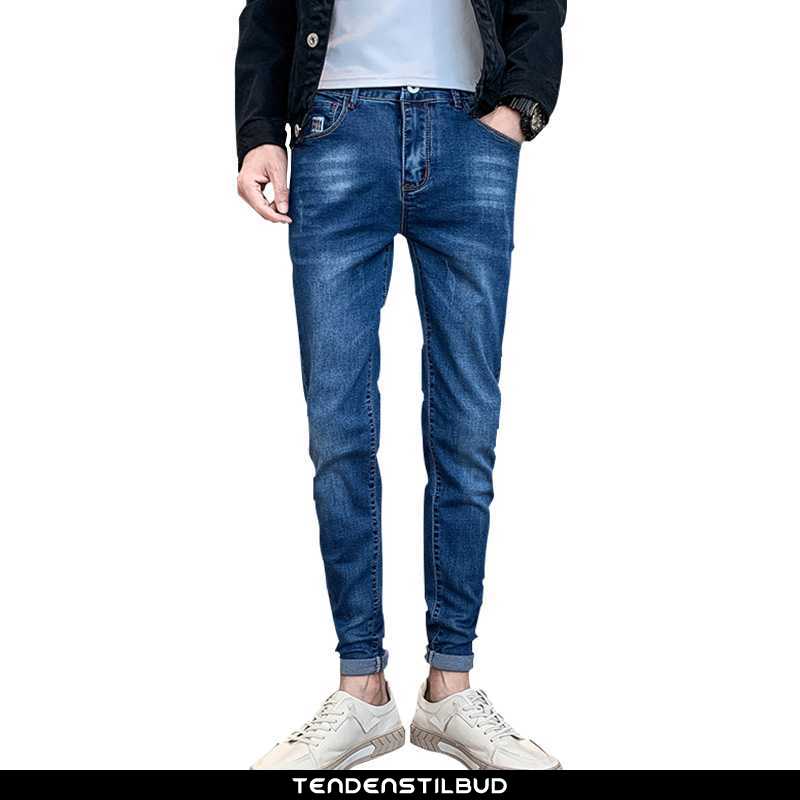 Cowboybukser bukser jeans casual stretch fit trend mørkeblå - tendenstilbud.com