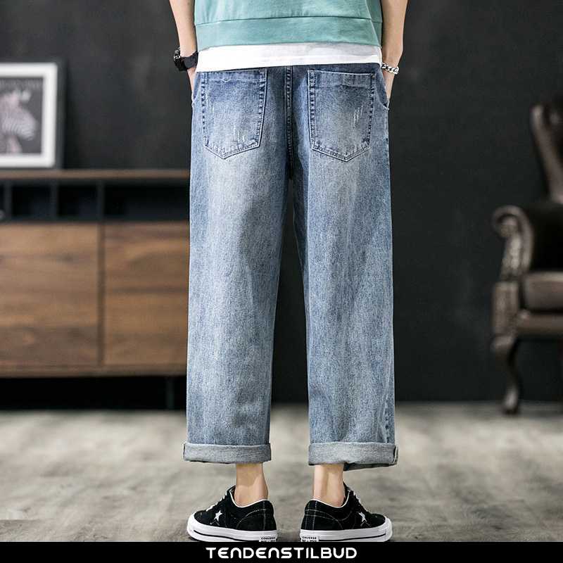 kløft stave Synlig Cowboybukser bukser jeans herre straight løse trend blå - tendenstilbud.com