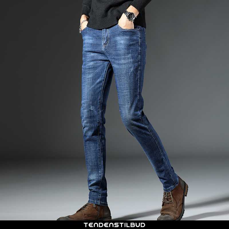 bukser jeans trend skinny slim fit vinter mørkeblå - tendenstilbud.com