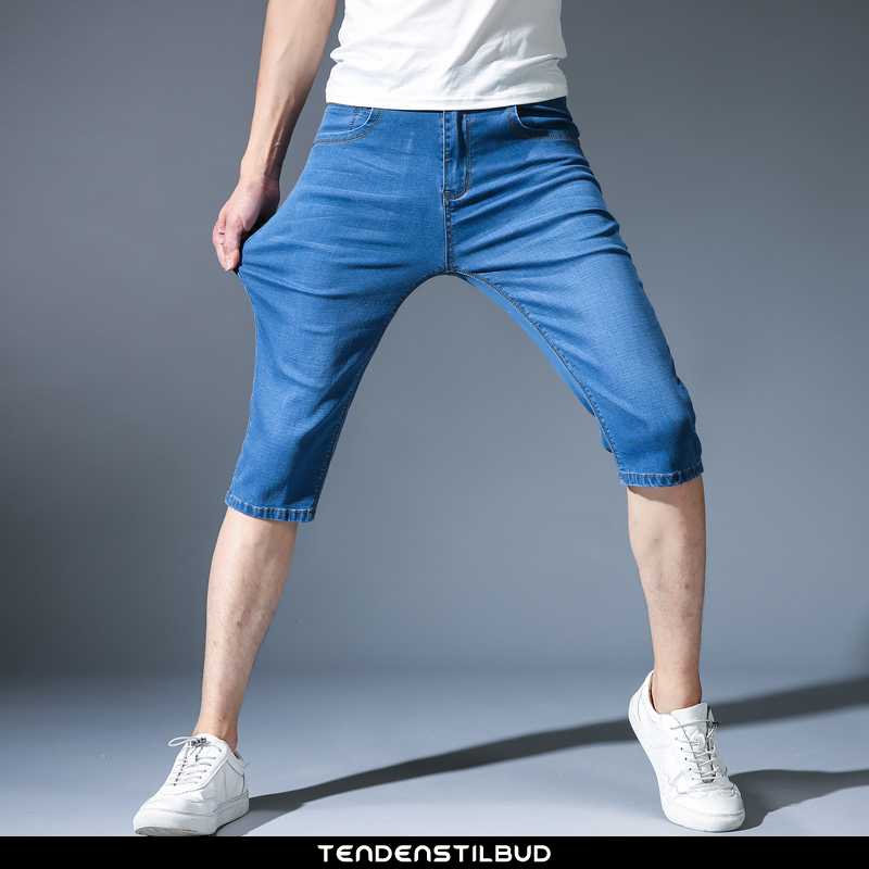 Shorts bukser jeans herre straight løse business blå - tendenstilbud.com