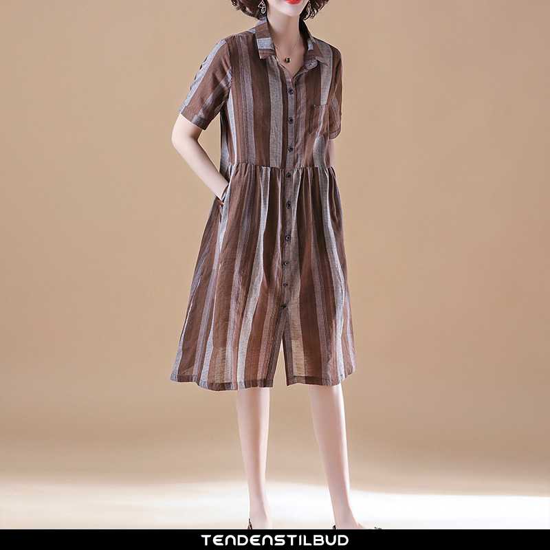 Kjole kjoler casual løse mode behagelige kortærmet elegante trend sommer brune -