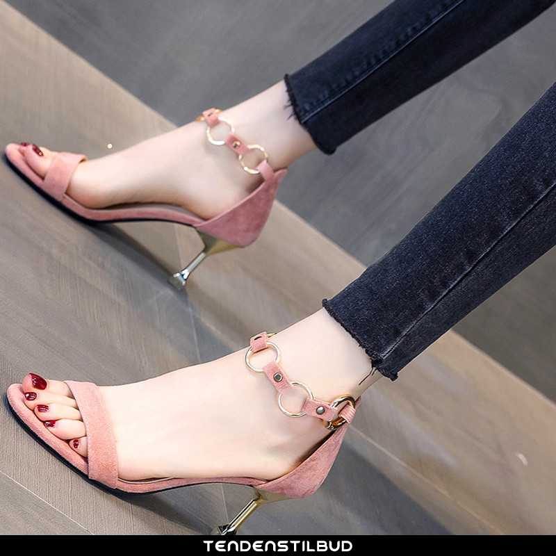 Høje hæle sandaler lyserød - tendenstilbud.com