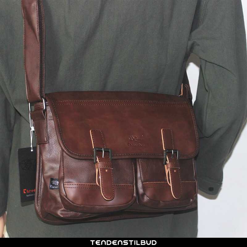 Messenger taske skuldertaske læder casual vintage trend brune - tendenstilbud.com