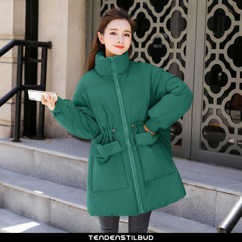 jakke frakke bomuldsjakke vinterjakke dame løse trend vinter grøn tendenstilbud.com