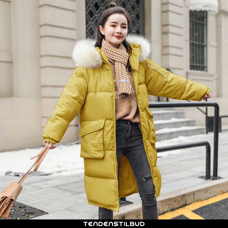 jakke bomuldsjakke vinterjakke dame mode med hætte langærmet med lynlås vinter lang - tendenstilbud.com