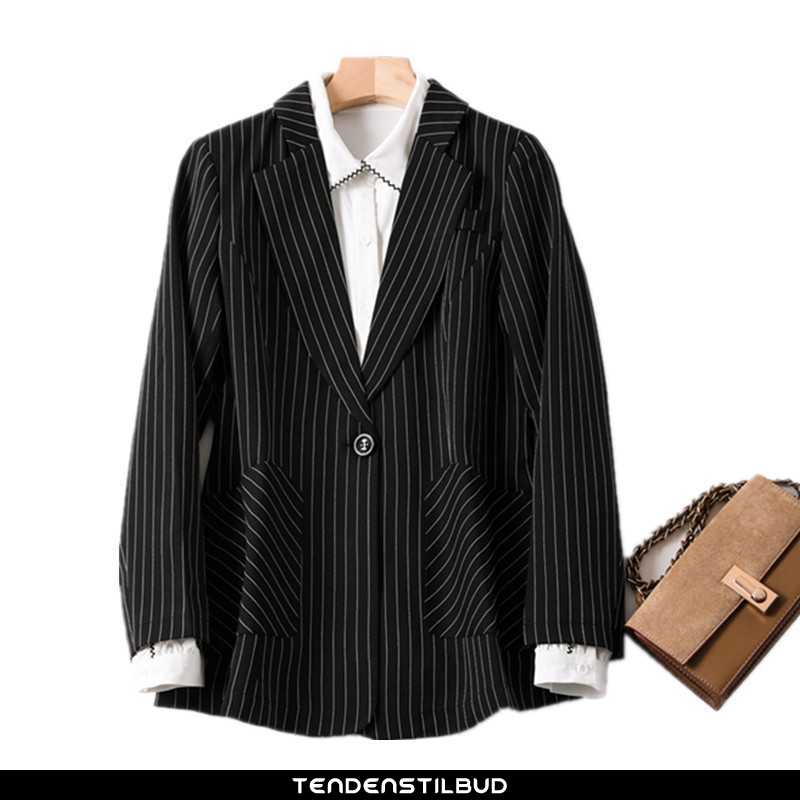 Blazer Dame Frakke Stribet Sort
