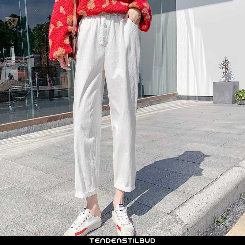 Bukser Dame Casual Bukser Straight Hvid