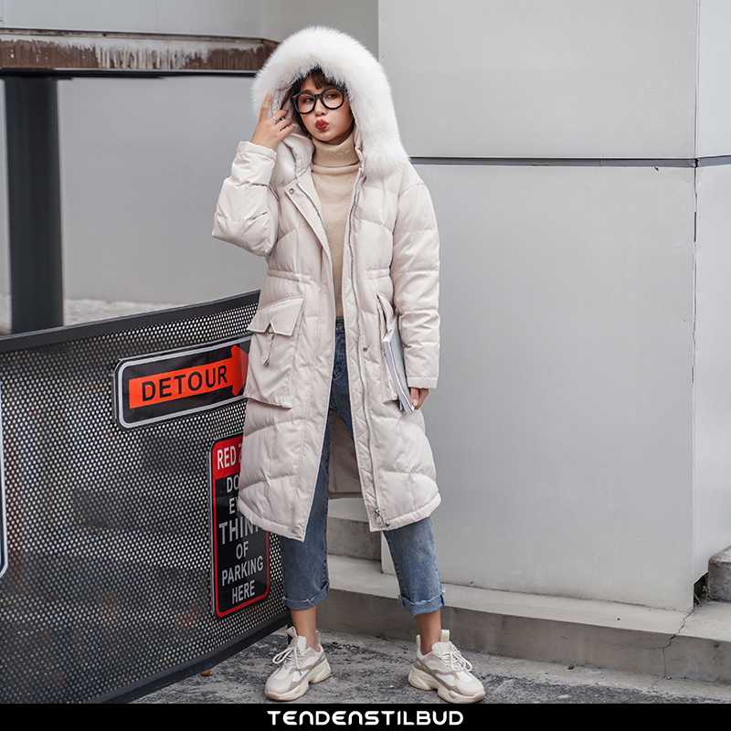 Dunjakke Dame Lang 2021 Beige