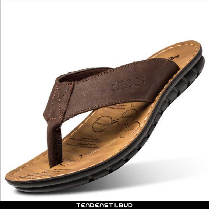 Flip Flop Herre Sandaler Læder Casual Bovini