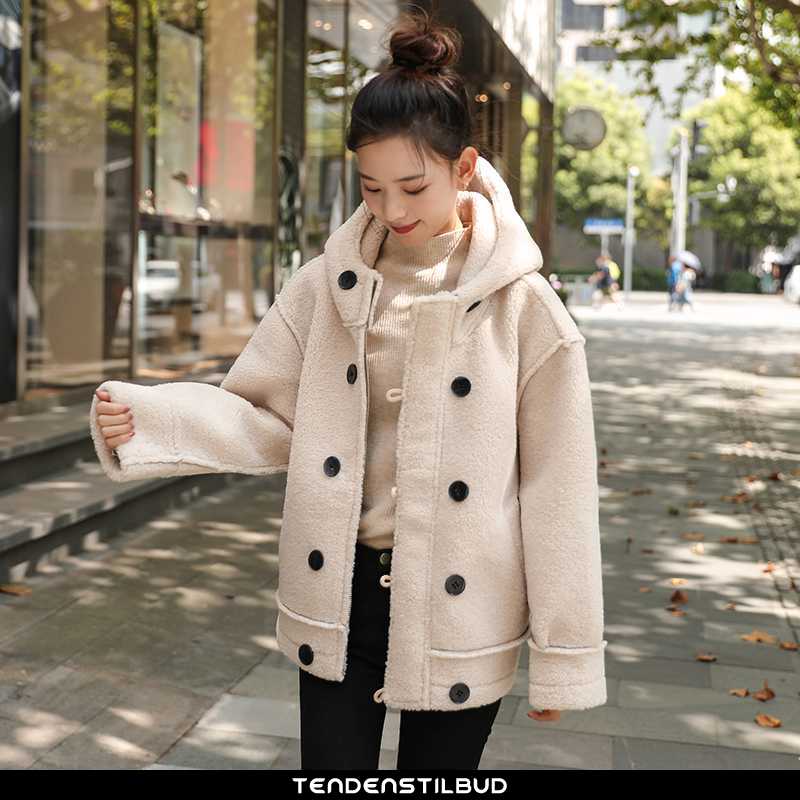 Frakke Dame Korte Kvinder Beige