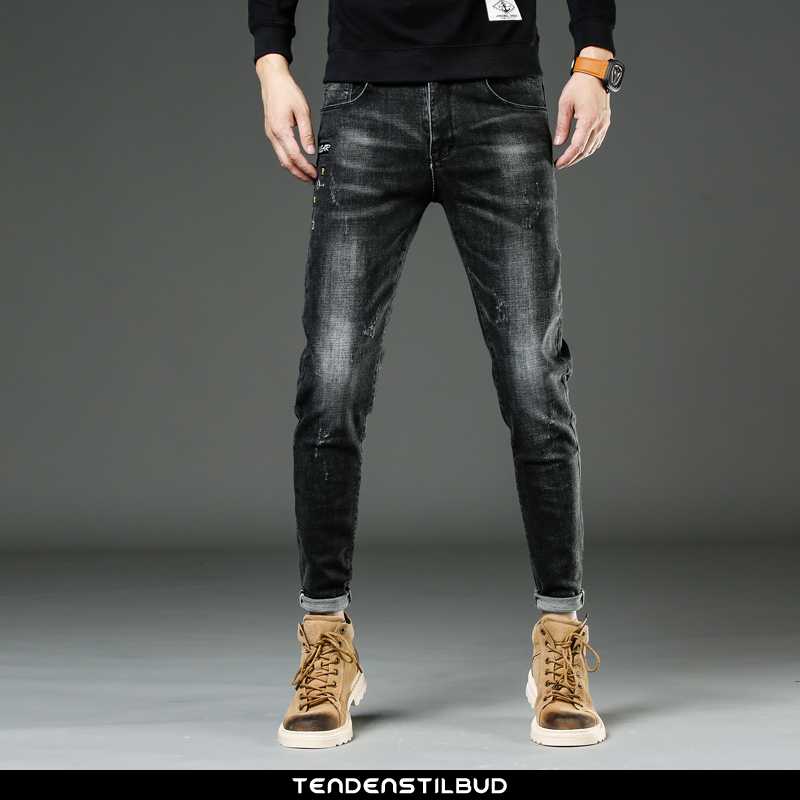 Jeans Herre Bukser Tynd Sort
