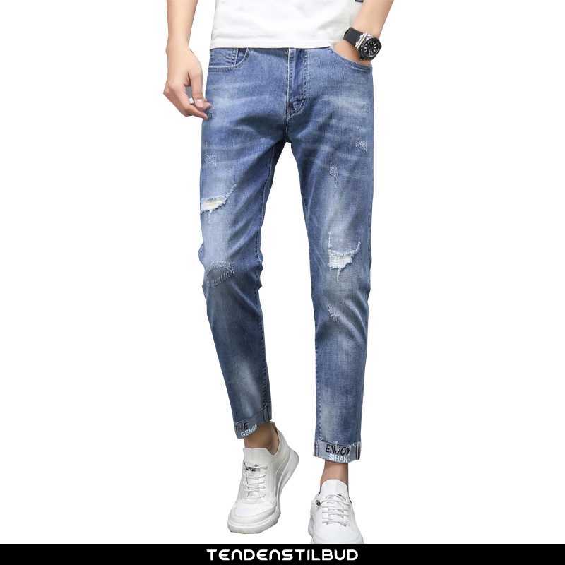 Jeans Herre Cowboybukser Straight Mørkeblå