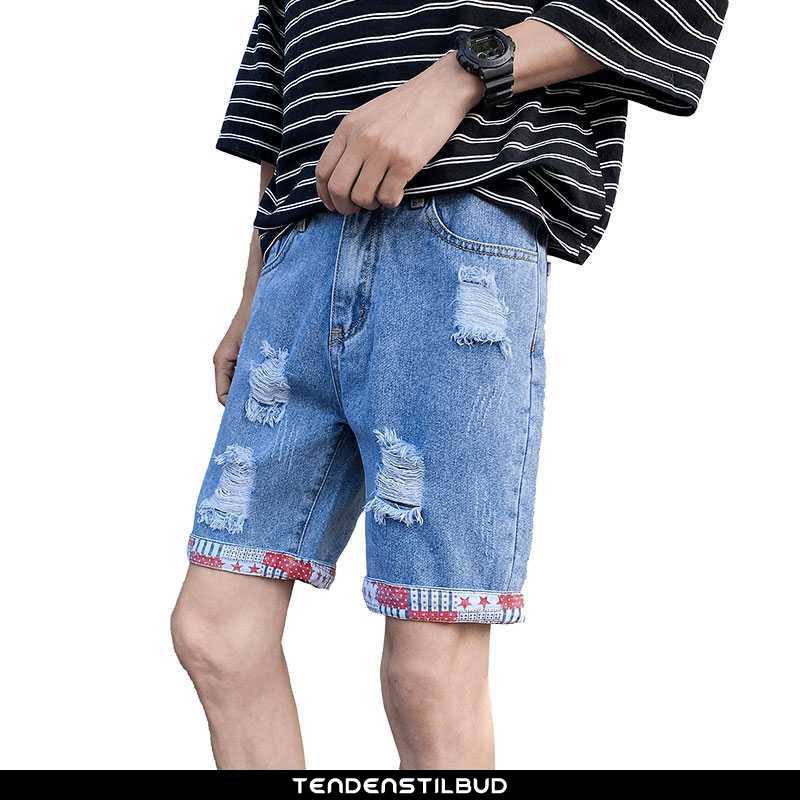 Jeans Herre Shorts Denim Stretch Mørkeblå