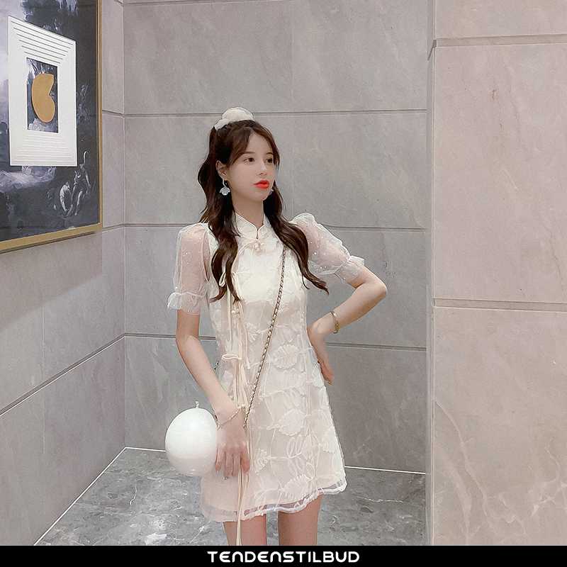 Kjoler Dame Cheongsam Elegante Hvid