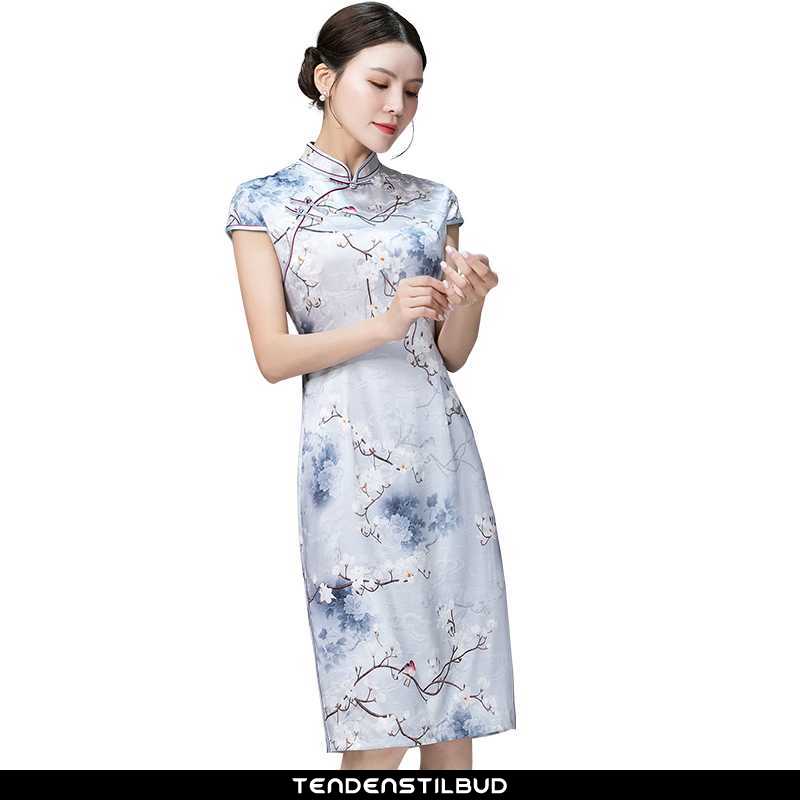 Kjoler Dame Cheongsam Silke Slim Fit 2020