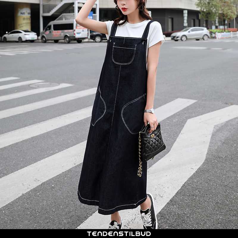 Kjoler Dame Denim Elastiske Sort
