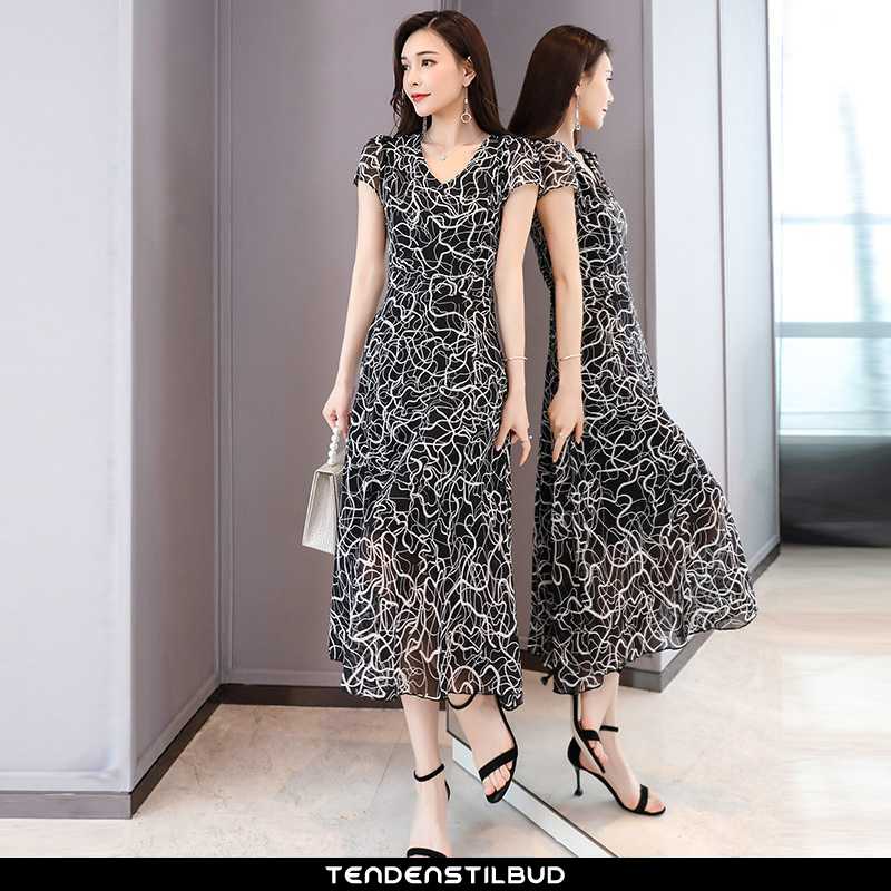 Kjoler Dame Kjole Chiffon Blomstret Stramme