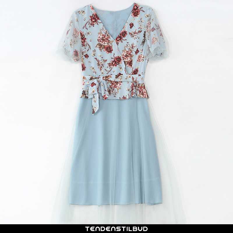 Kjoler Dame Kjole Chiffon Sommer Rund Hals