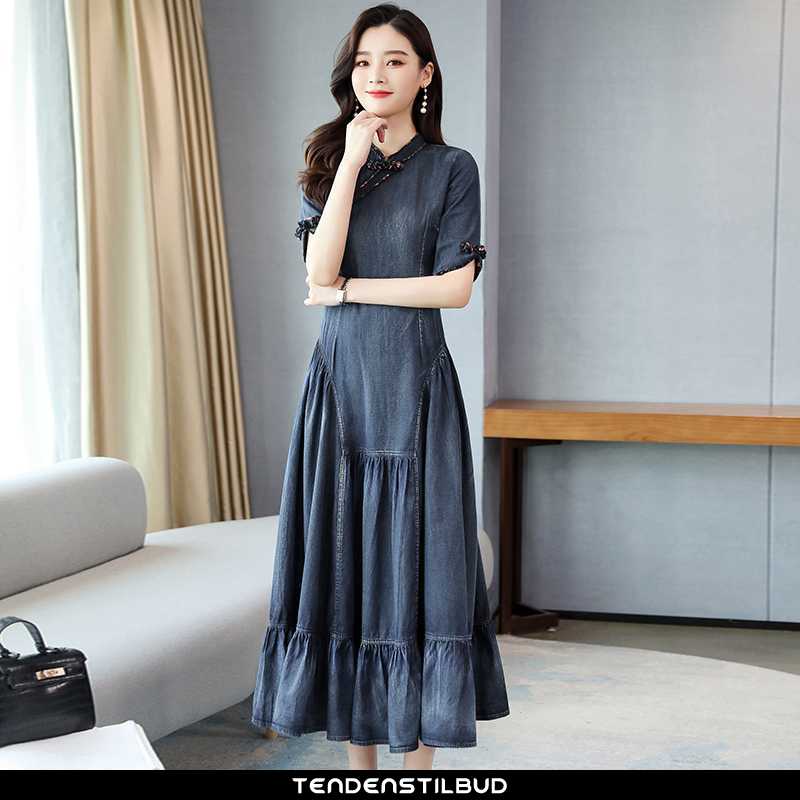 Kjoler Dame Kjole Denim Elegante 2020