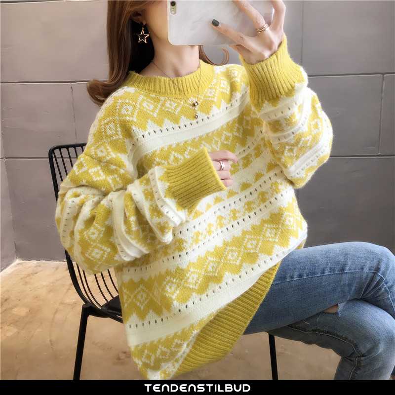 Sweatere Dame Sweater Strikket Trend Pullover