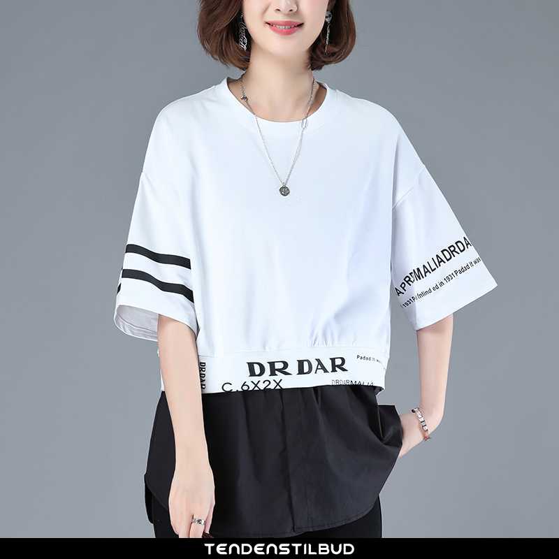 T-shirts Dame Trend Rund Hals Hvid