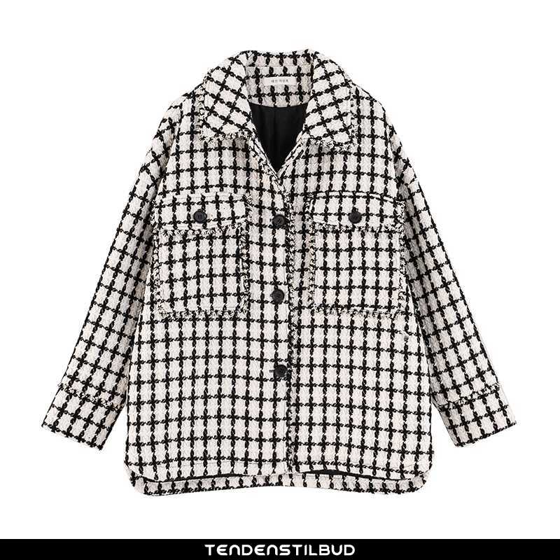 Uldfrakke Dame Frakke Slim Fit Ternede