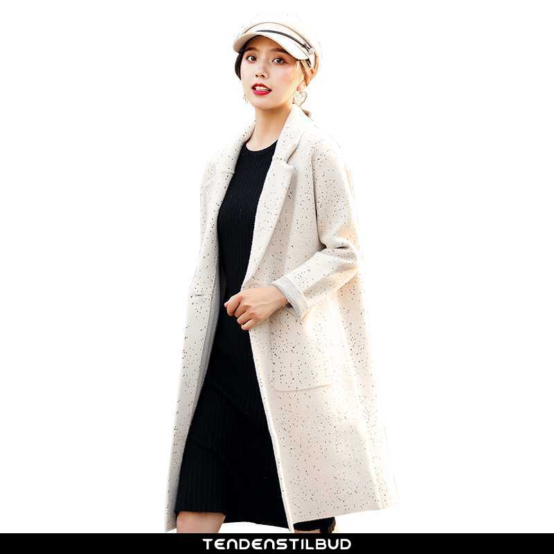 Uldfrakke Dame Mode Ny Beige