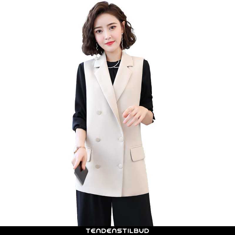 Vest Dame Elegante Midten Beige