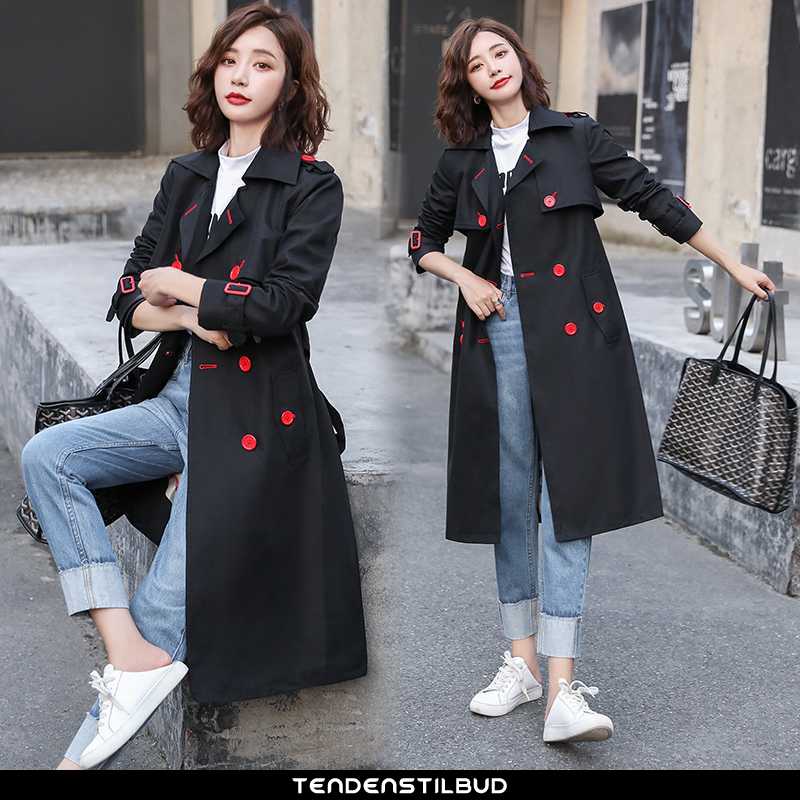 Vindjakke Dame Trenchcoat Behagelige Sort