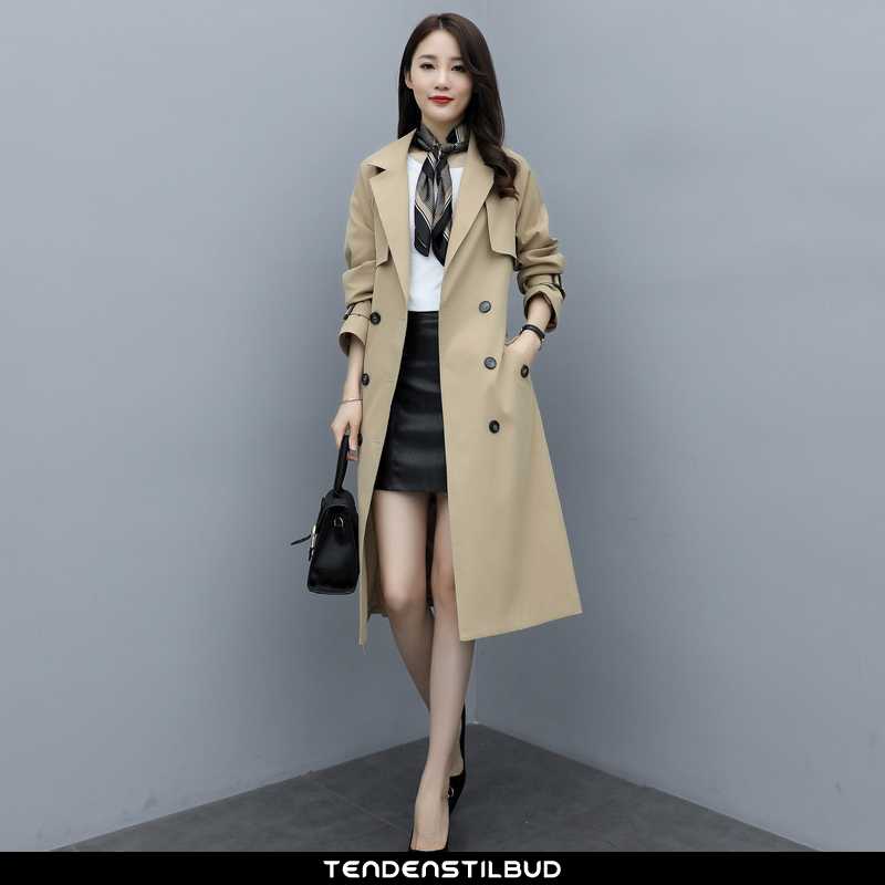 Vindjakke Dame Trenchcoat Elegante Midten