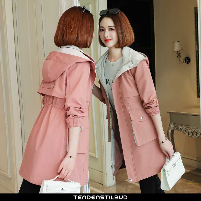 Vindjakke Dame Trenchcoat Slim Fit Kvinder